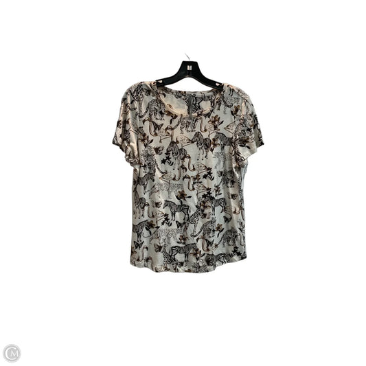 Top Short Sleeve Basic By Anthropologie In Animal Print, Size: M