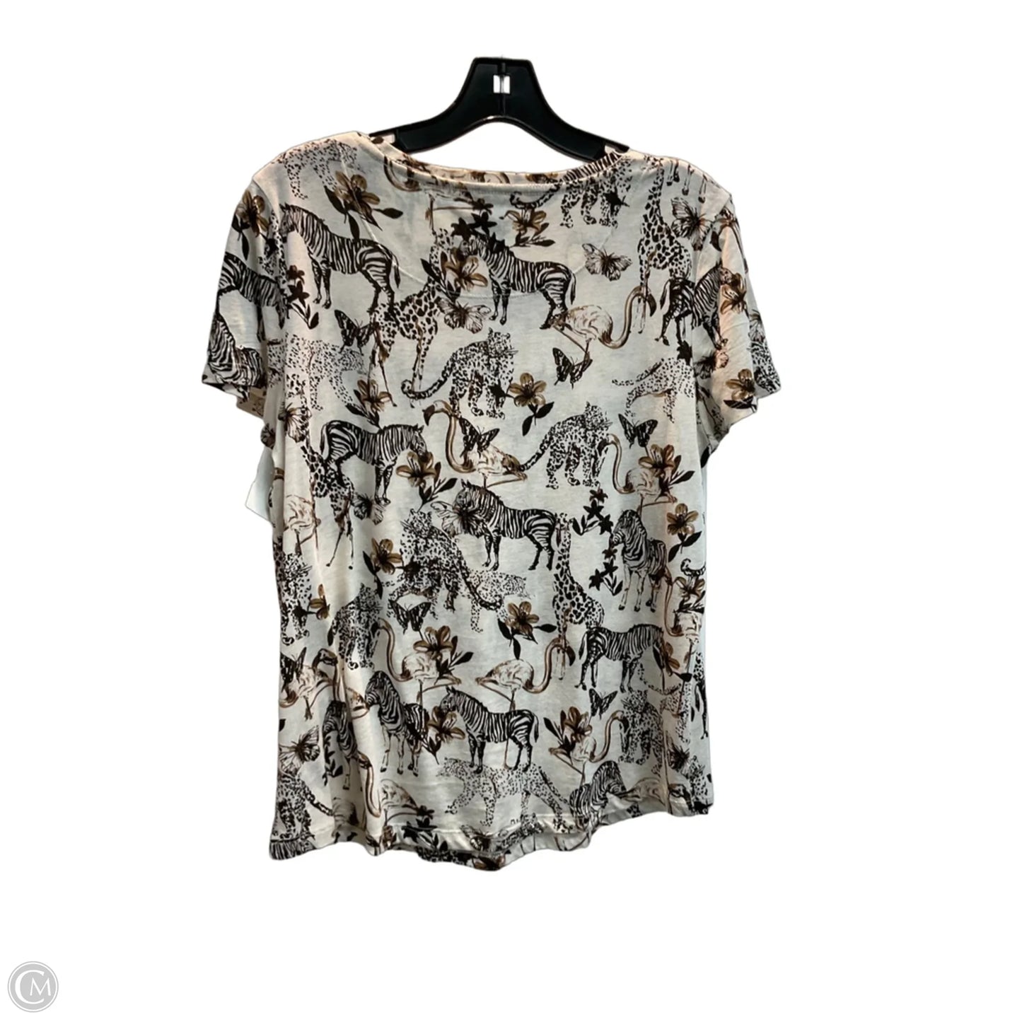 Top Short Sleeve Basic By Anthropologie In Animal Print, Size: M