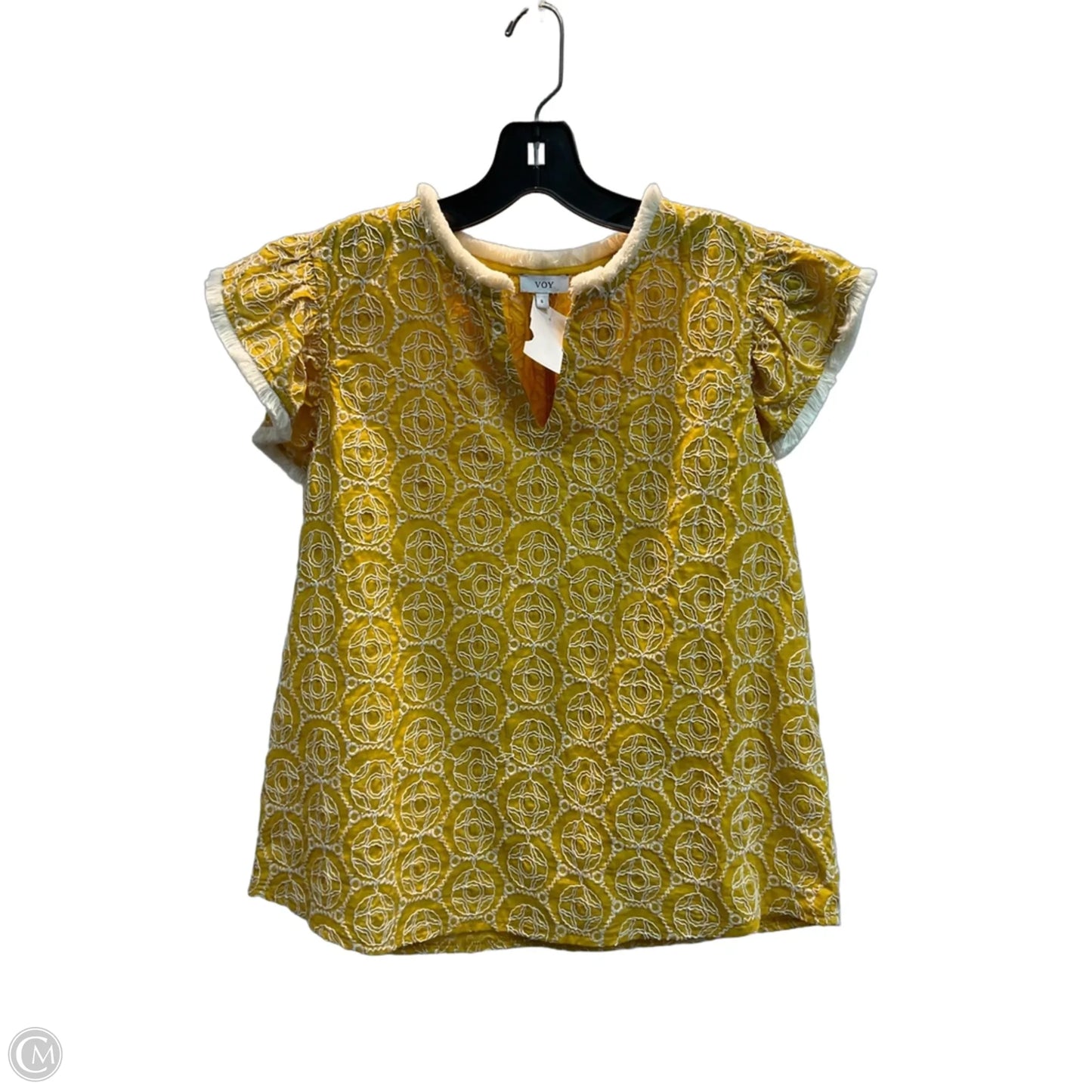 Top Short Sleeve By Voy In Gold, Size: S