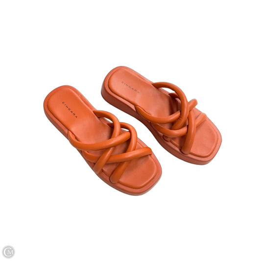 Sandals Heels Platform By Clothes Mentor In Orange, Size: 9