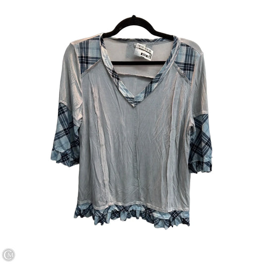Top 3/4 Sleeve By Pol In Blue, Size: S