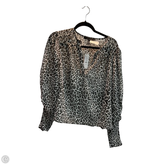 Blouse Long Sleeve By White House Black Market In Leopard Print, Size: L