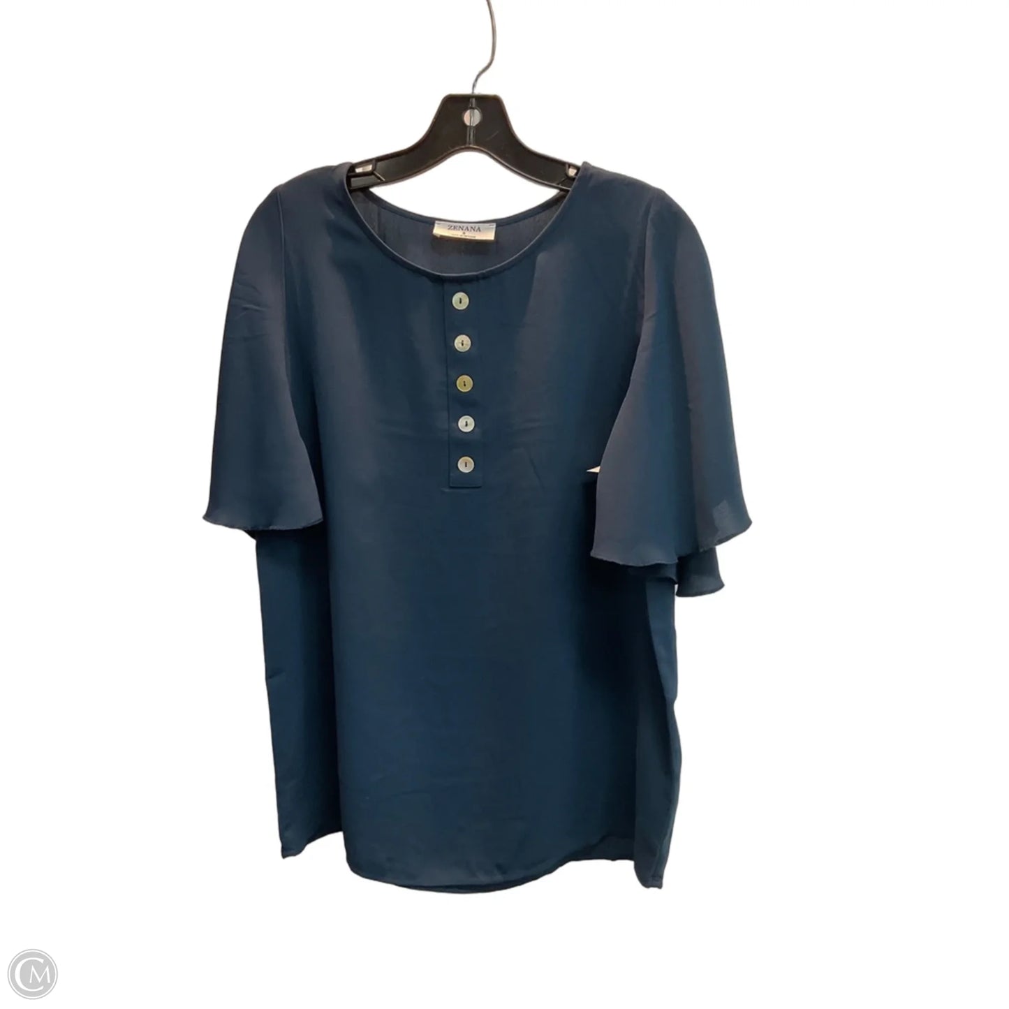 Top Short Sleeve By Zenana In Navy, Size: S