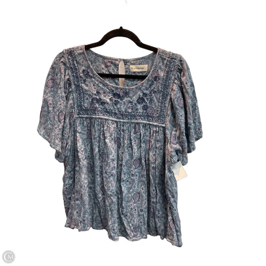 Top Short Sleeve By Lucky Brand In Blue, Size: L