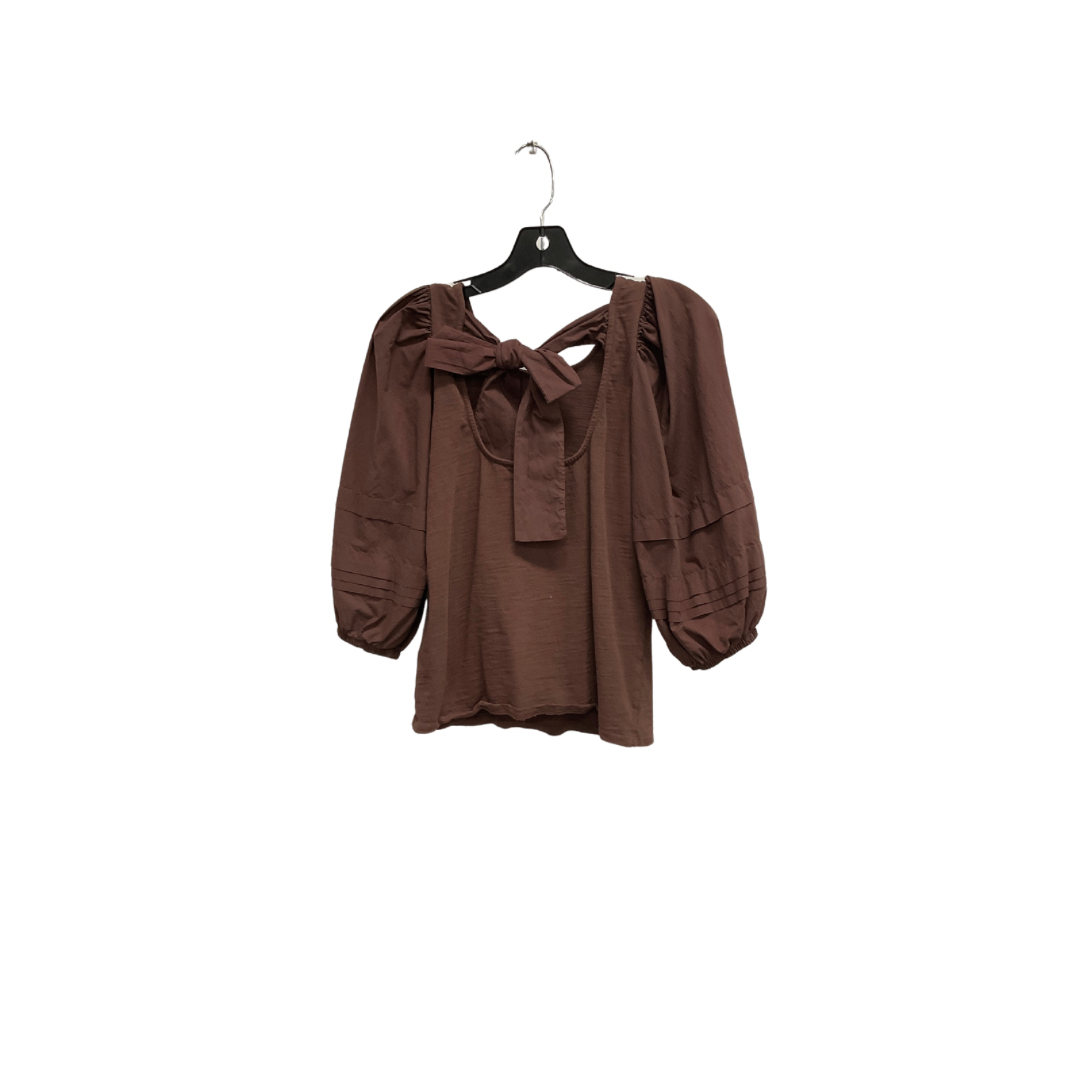 Top 3/4 Sleeve By Nation In Brown, Size: S