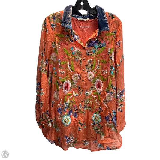 Blouse Long Sleeve By Soft Surroundings In Orange, Size: M