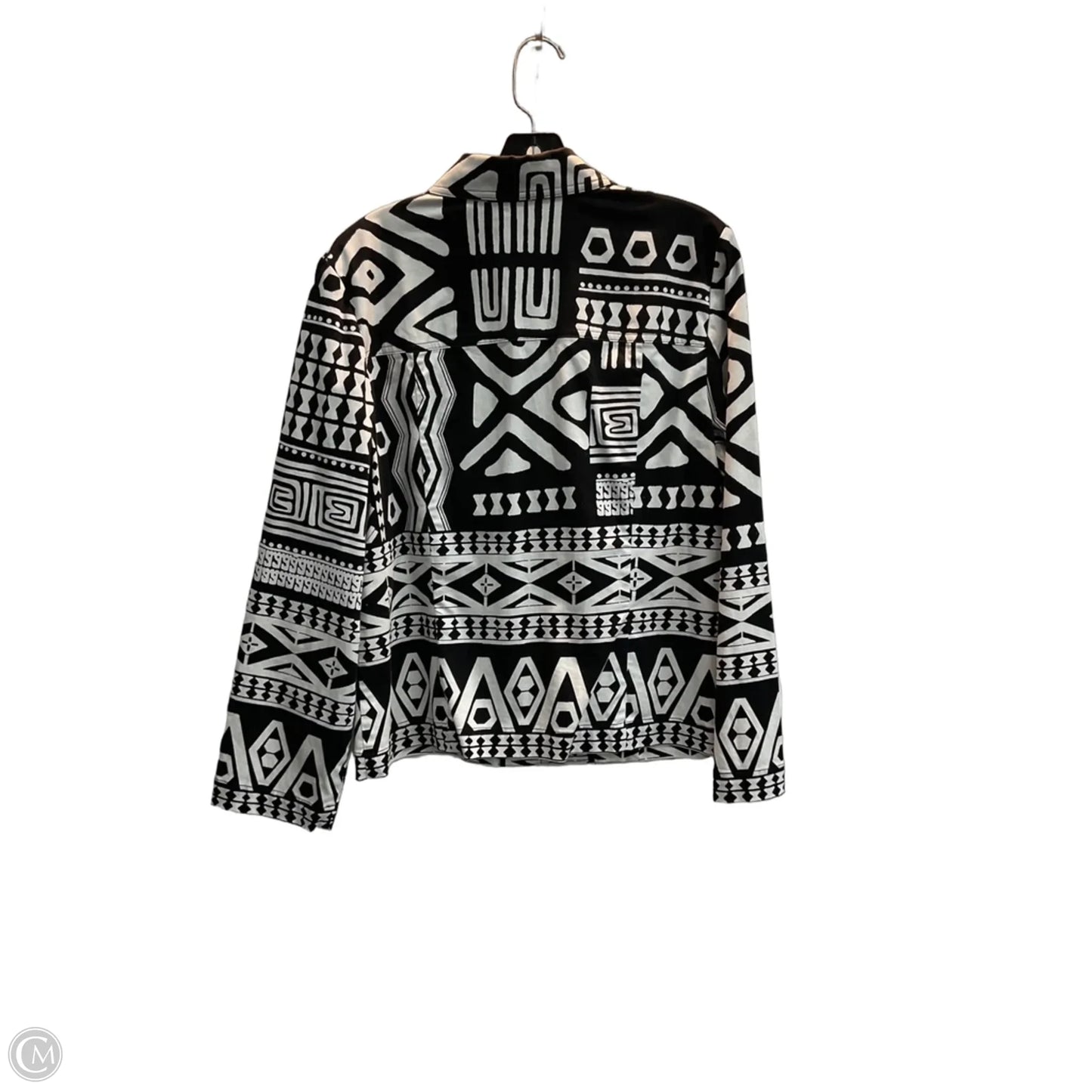 Jacket Shirt By Chicos In Black & White, Size: L