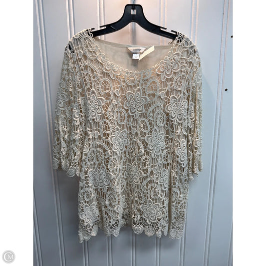 Top Short Sleeve By Cj Banks In Cream, Size: Xl