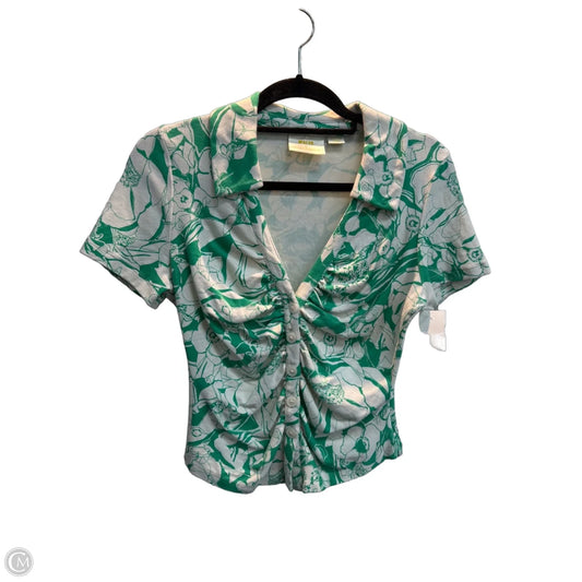 Top Short Sleeve By Maeve In Green & White, Size: M