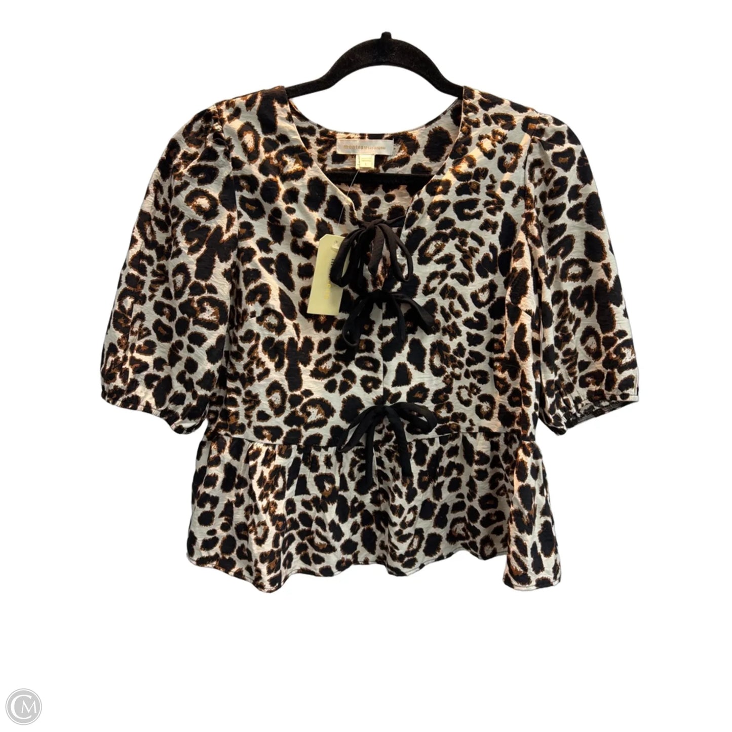 Top Short Sleeve By Monteau In Leopard Print, Size: L