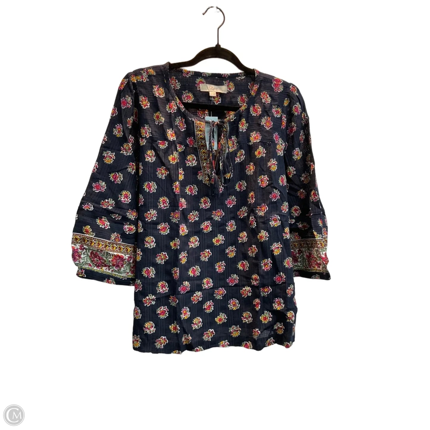 Blouse Short Sleeve By Loft In Floral Print, Size: Lp