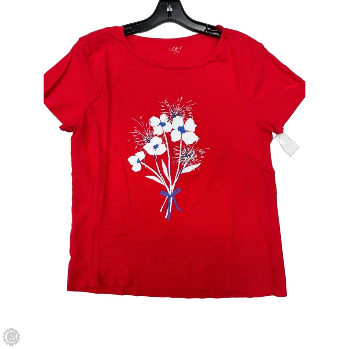 Top Short Sleeve Basic By Loft In Red, Size: L