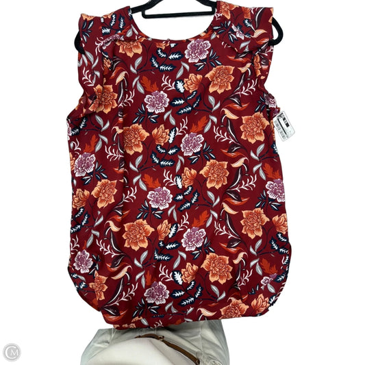 Top Sleeveless By Loft In Floral Print, Size: M