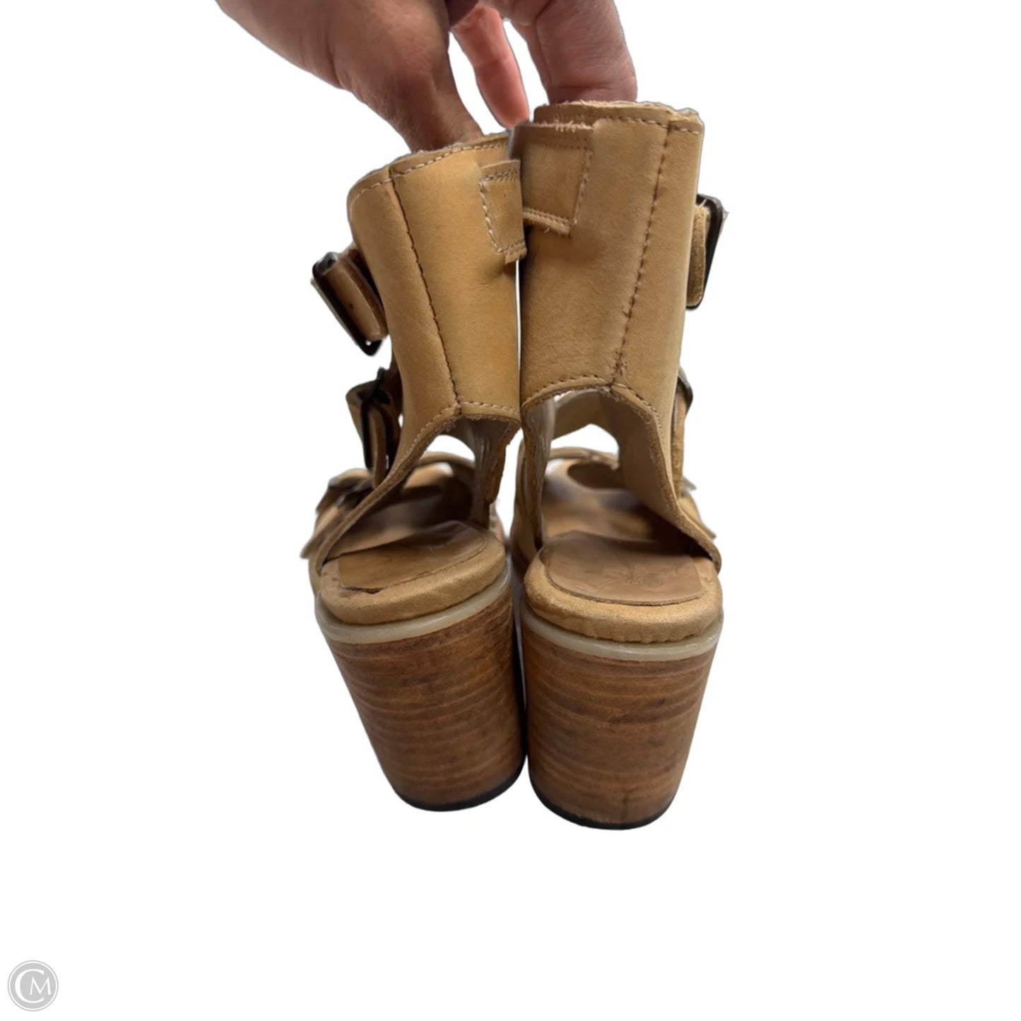 Sandals Heels Block By Freebird In Tan, Size: 9