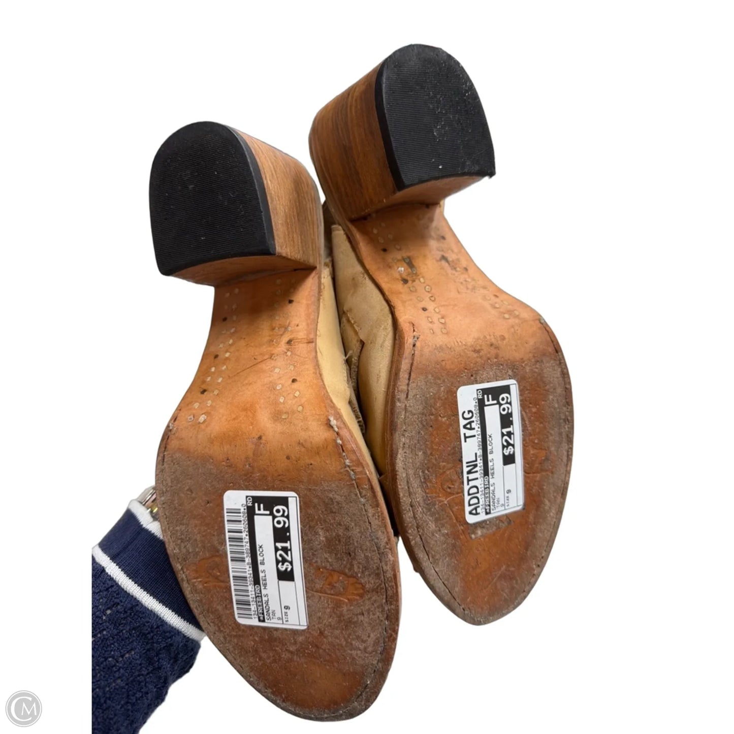 Sandals Heels Block By Freebird In Tan, Size: 9