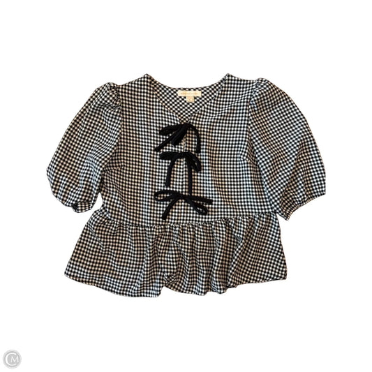 Top Short Sleeve By Monteau In Checkered Pattern, Size: Xl