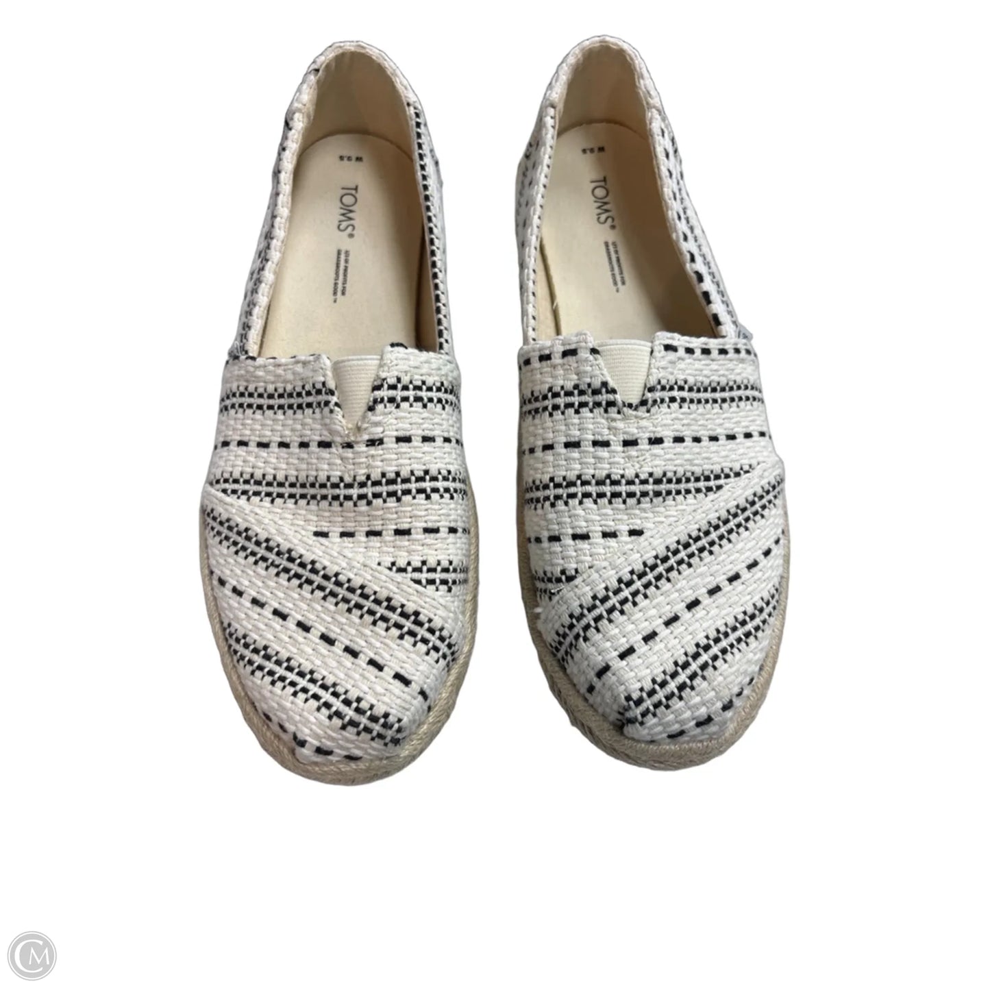 Shoes Flats By Toms In Black & White, Size: 9.5