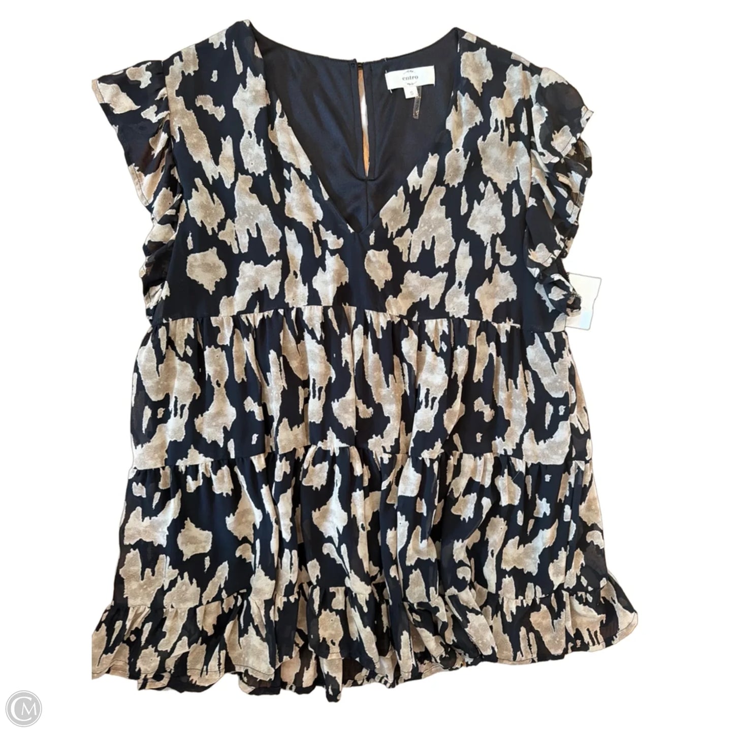 Top Sleeveless By Entro In Black & Tan, Size: S