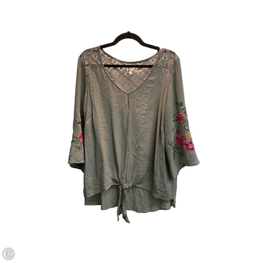 Top 3/4 Sleeve By Figuero & Flower In Taupe, Size: 2x