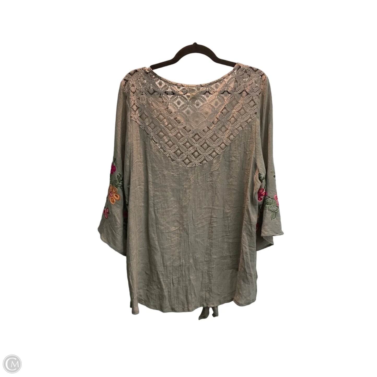 Top 3/4 Sleeve By Figuero & Flower In Taupe, Size: 2x
