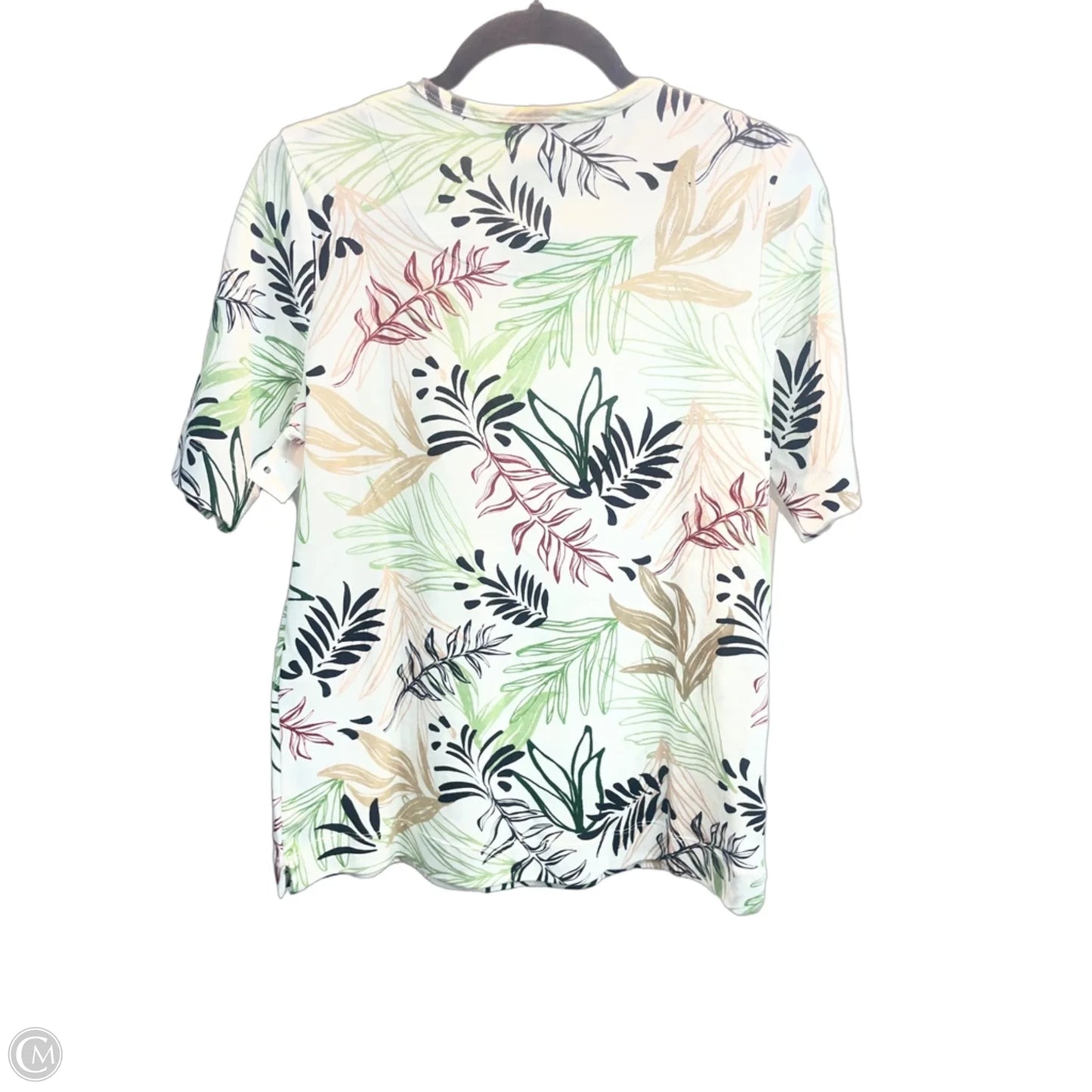 Top Short Sleeve Basic By Chicos In Tropical Print, Size: M