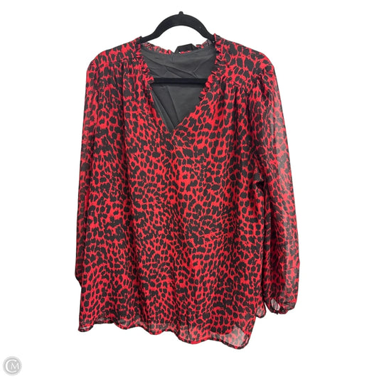 Blouse Long Sleeve By Bloomchic In Black & Red, Size: 2x