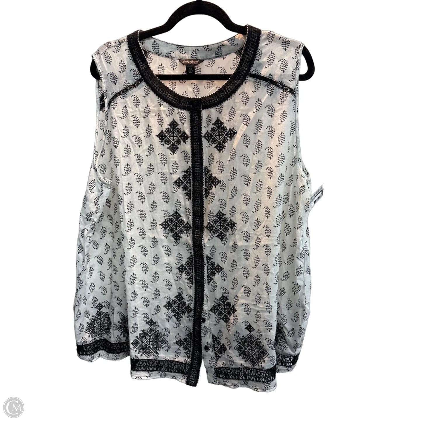 Top Sleeveless By Lucky Brand In Black & White, Size: 1x