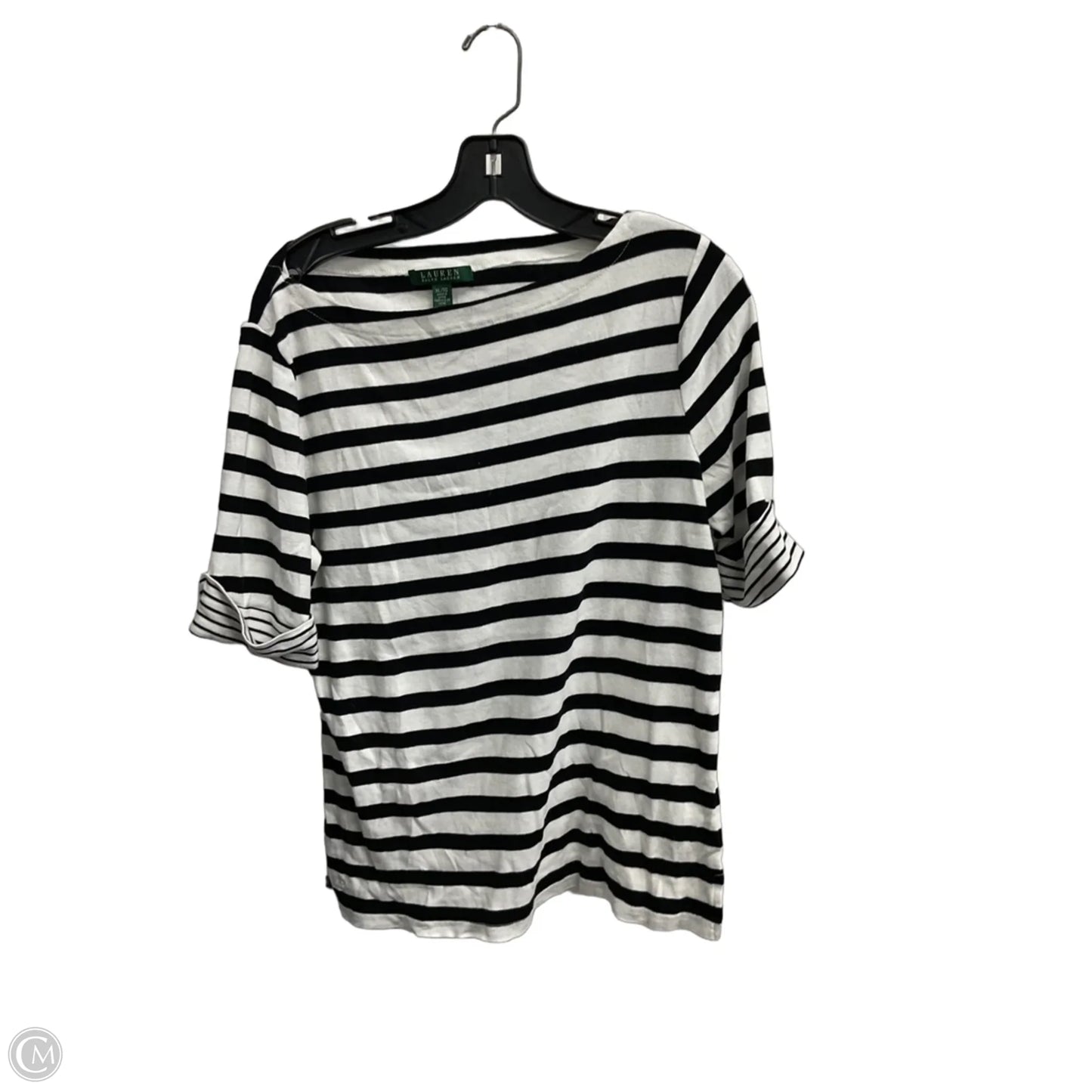 Top Short Sleeve By Lauren By Ralph Lauren In Striped Pattern, Size: Xl
