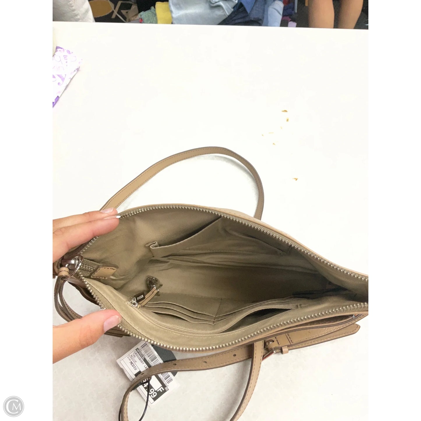 Crossbody Leather By Fossil, Size: Medium