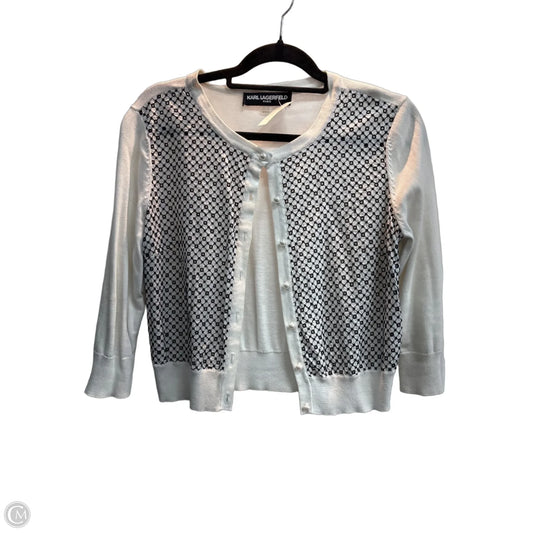 Cardigan Designer By Karl Lagerfeld In Black & White, Size: M