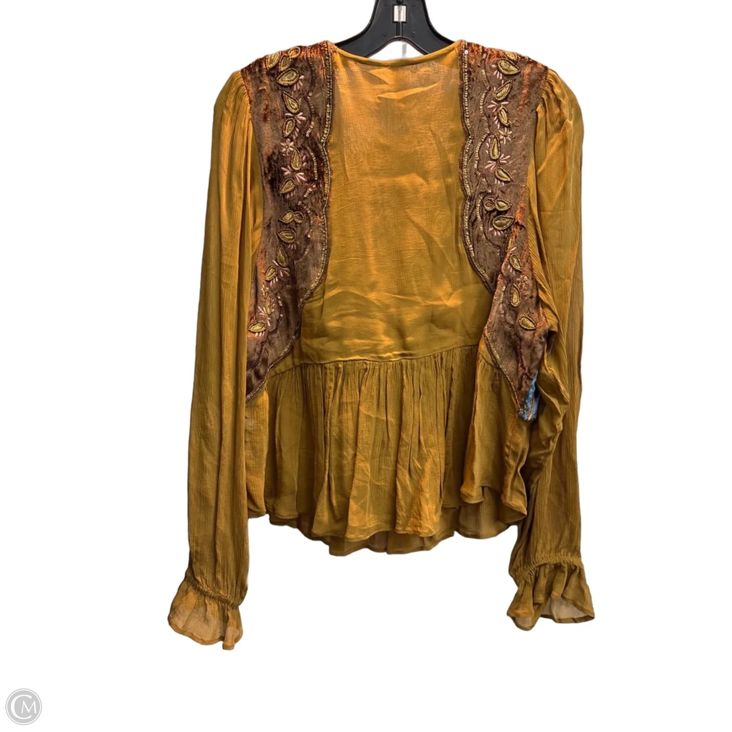 Blouse Long Sleeve By Free People In Bronze, Size: M