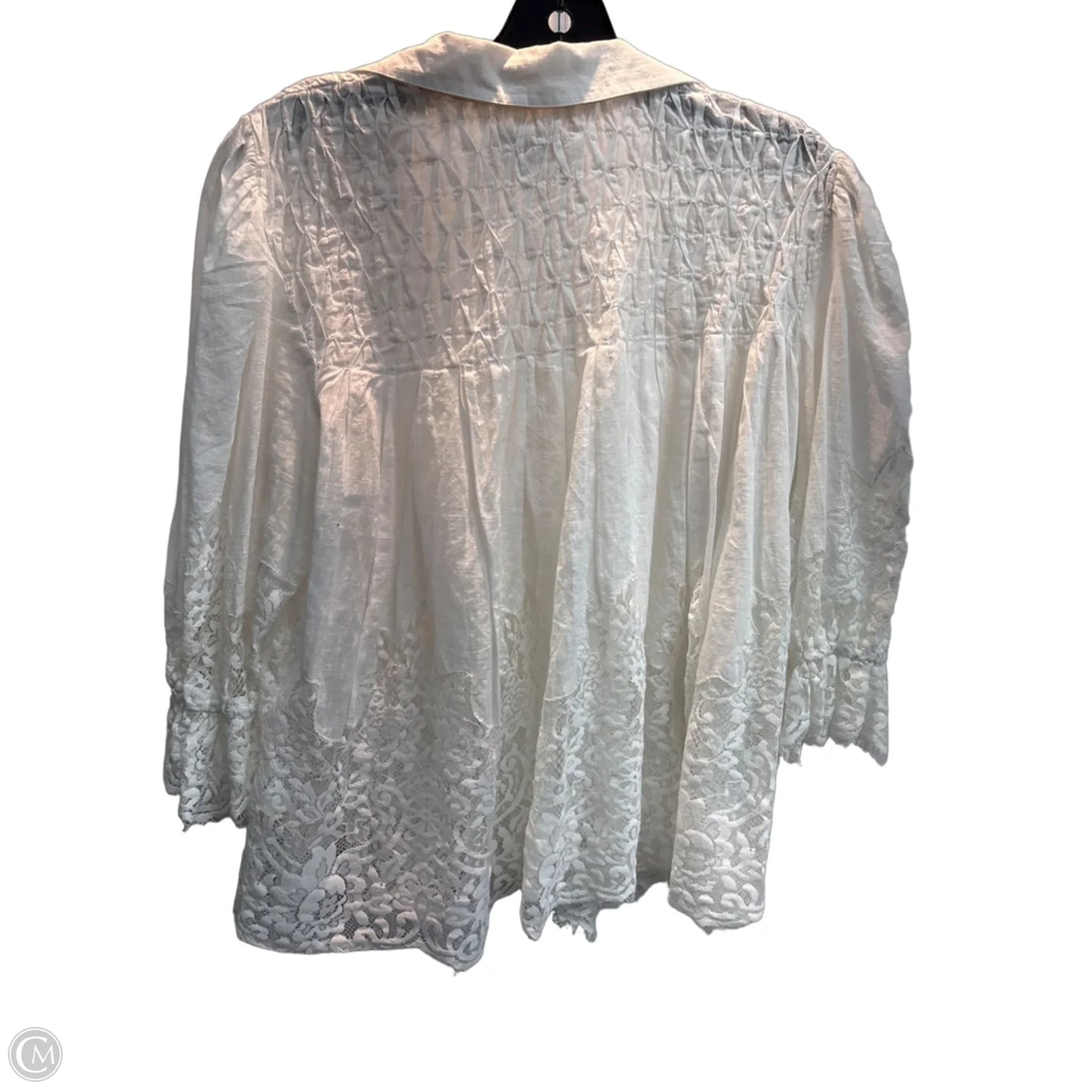 Blouse Short Sleeve By Anthropologie In White, Size: M