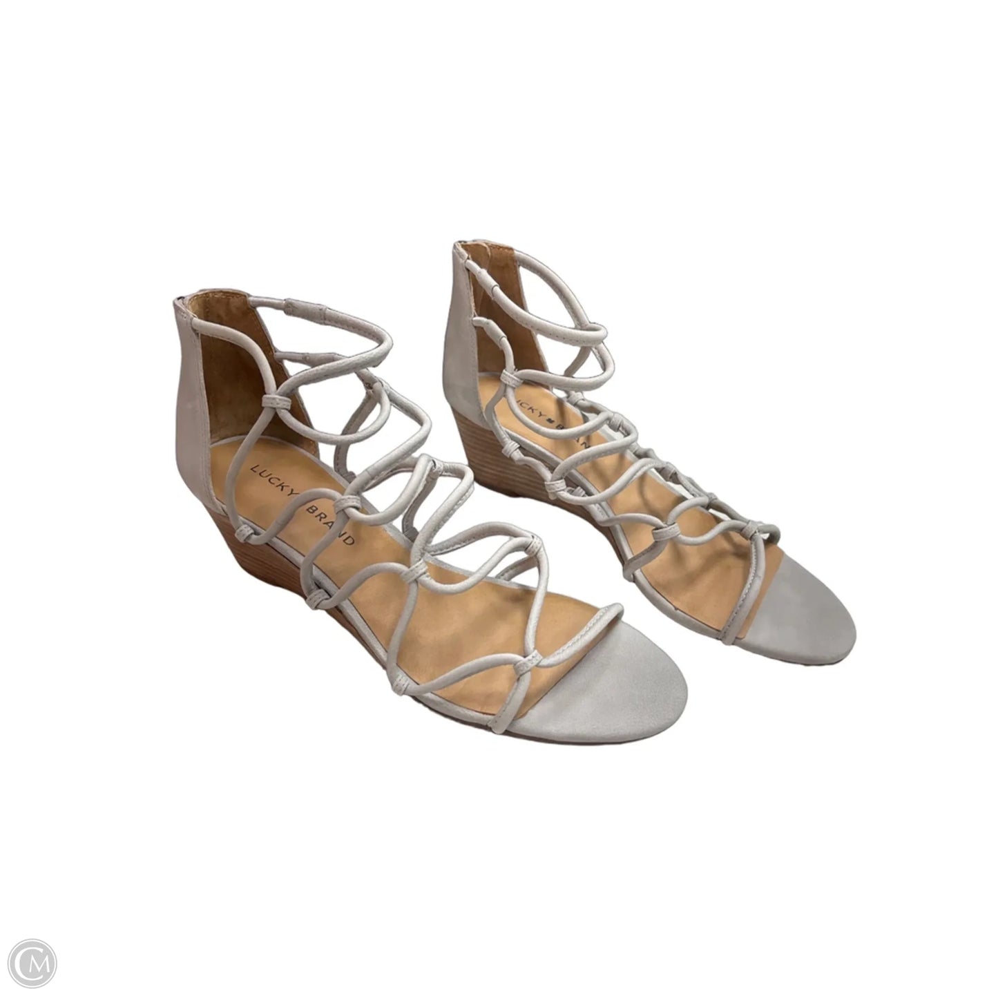 Sandals Heels Wedge By Lucky Brand In Grey, Size: 8