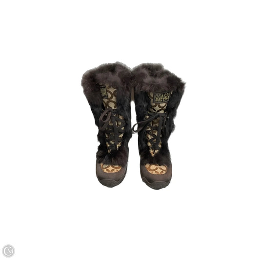 Boots Designer By Coach In Brown, Size: 9