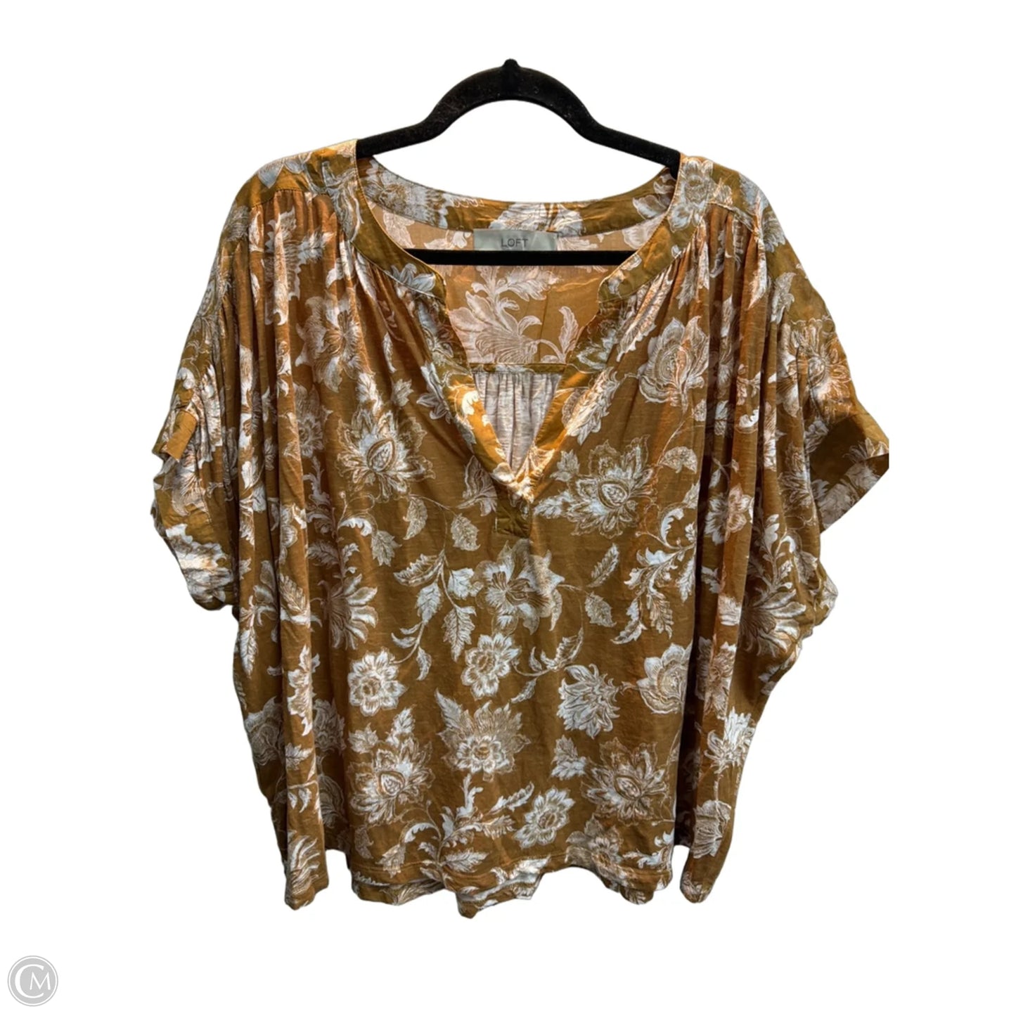 Top Short Sleeve By Loft In Brown, Size: Xxl