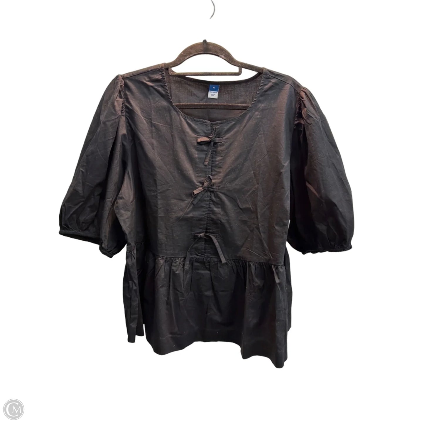 Blouse Short Sleeve By Old Navy In Black, Size: Xl