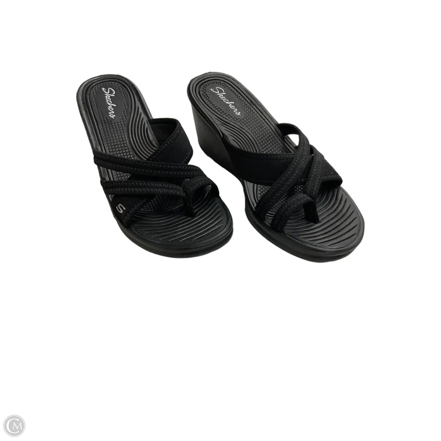 Sandals Heels Wedge By Skechers In Black, Size: 6.5