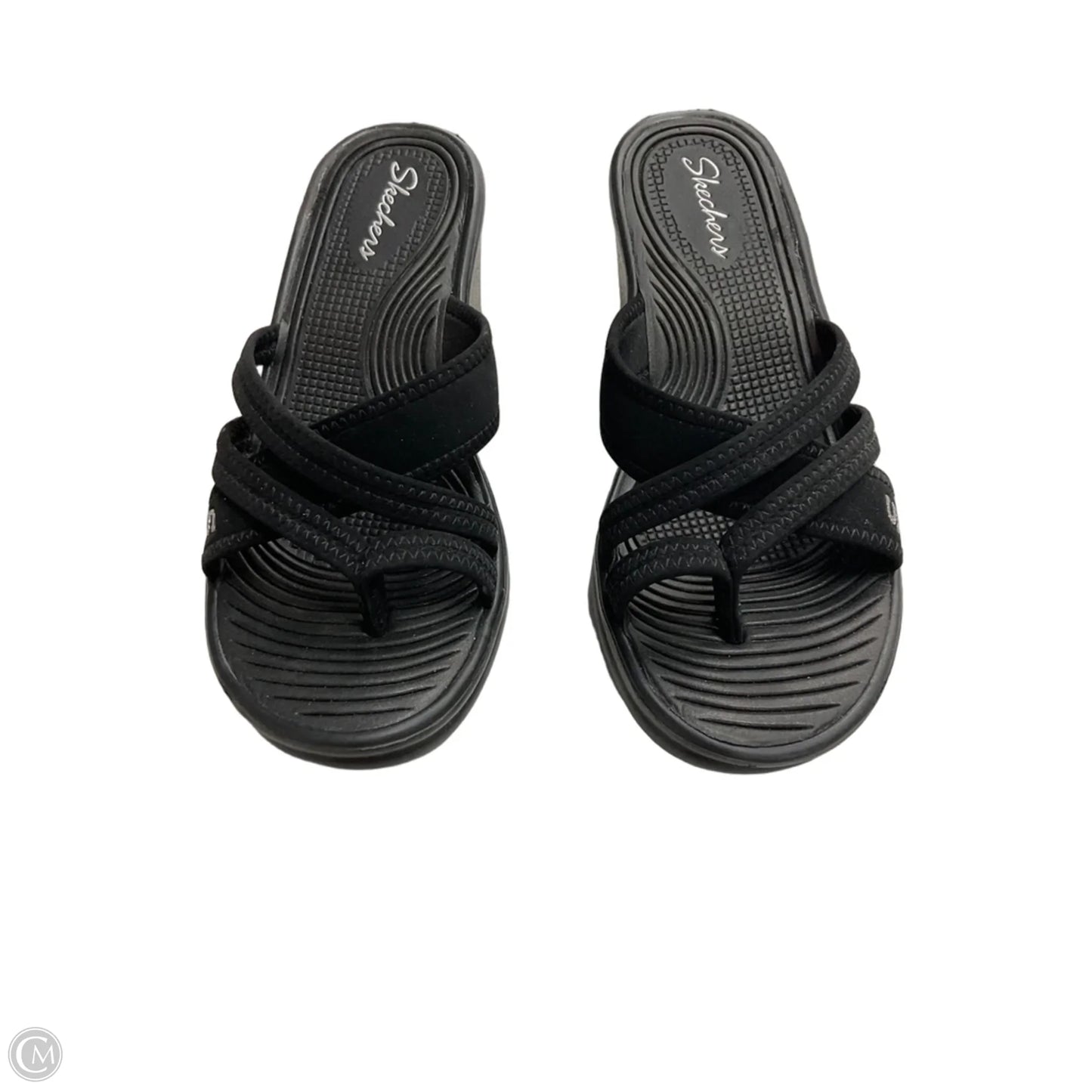 Sandals Heels Wedge By Skechers In Black, Size: 6.5