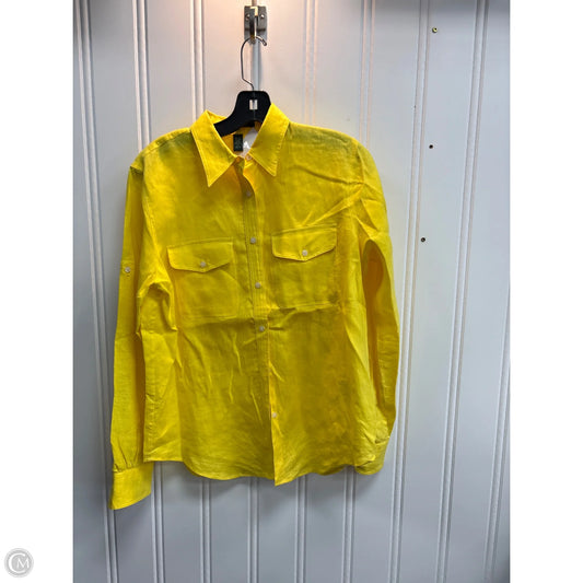 Top Long Sleeve By Lauren By Ralph Lauren In Yellow, Size: M