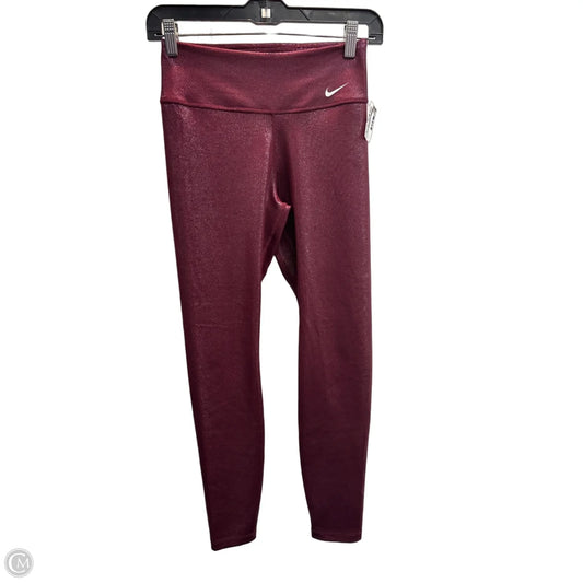 Athletic Leggings By Nike In Maroon, Size: S