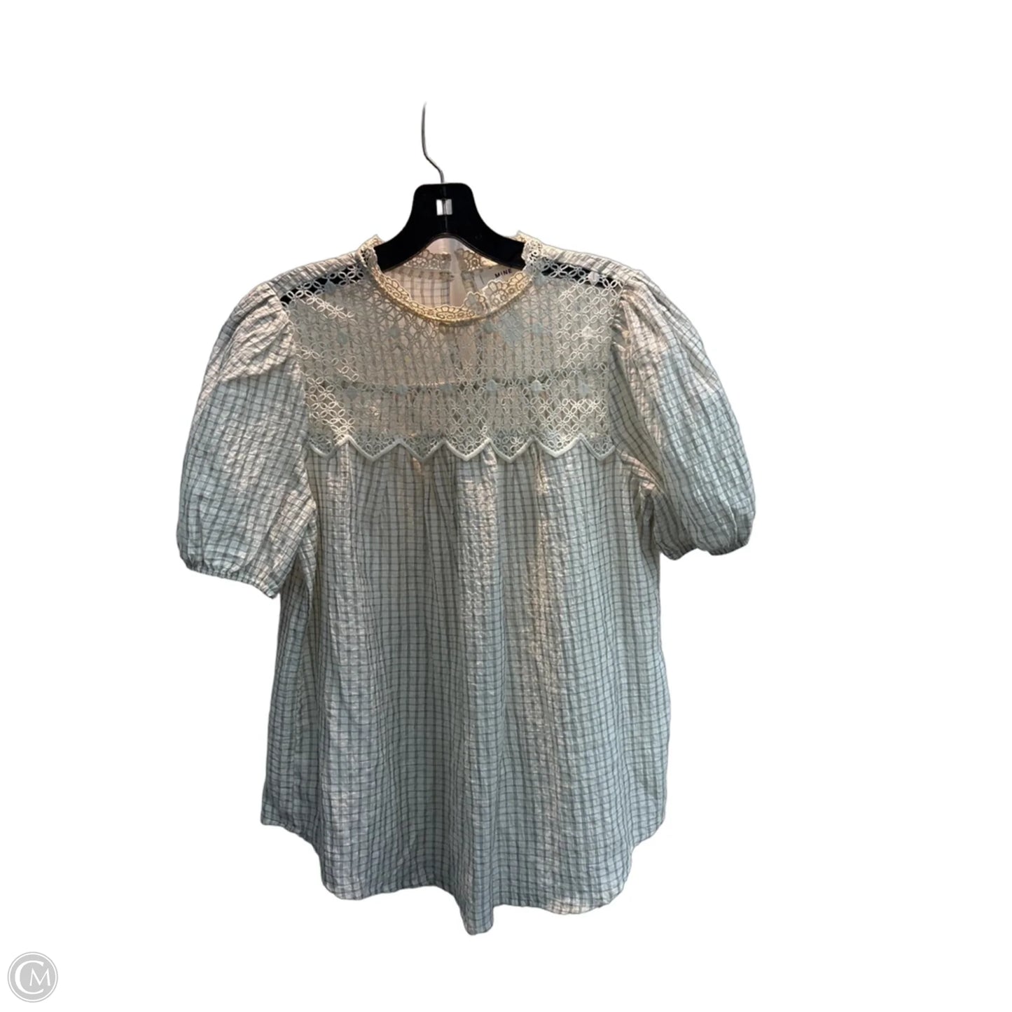 Top Short Sleeve By Mine In Checkered Pattern, Size: M