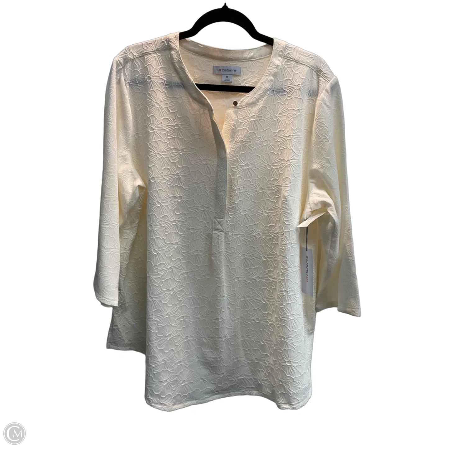 Top Short Sleeve By Liz Claiborne In Cream, Size: 1x