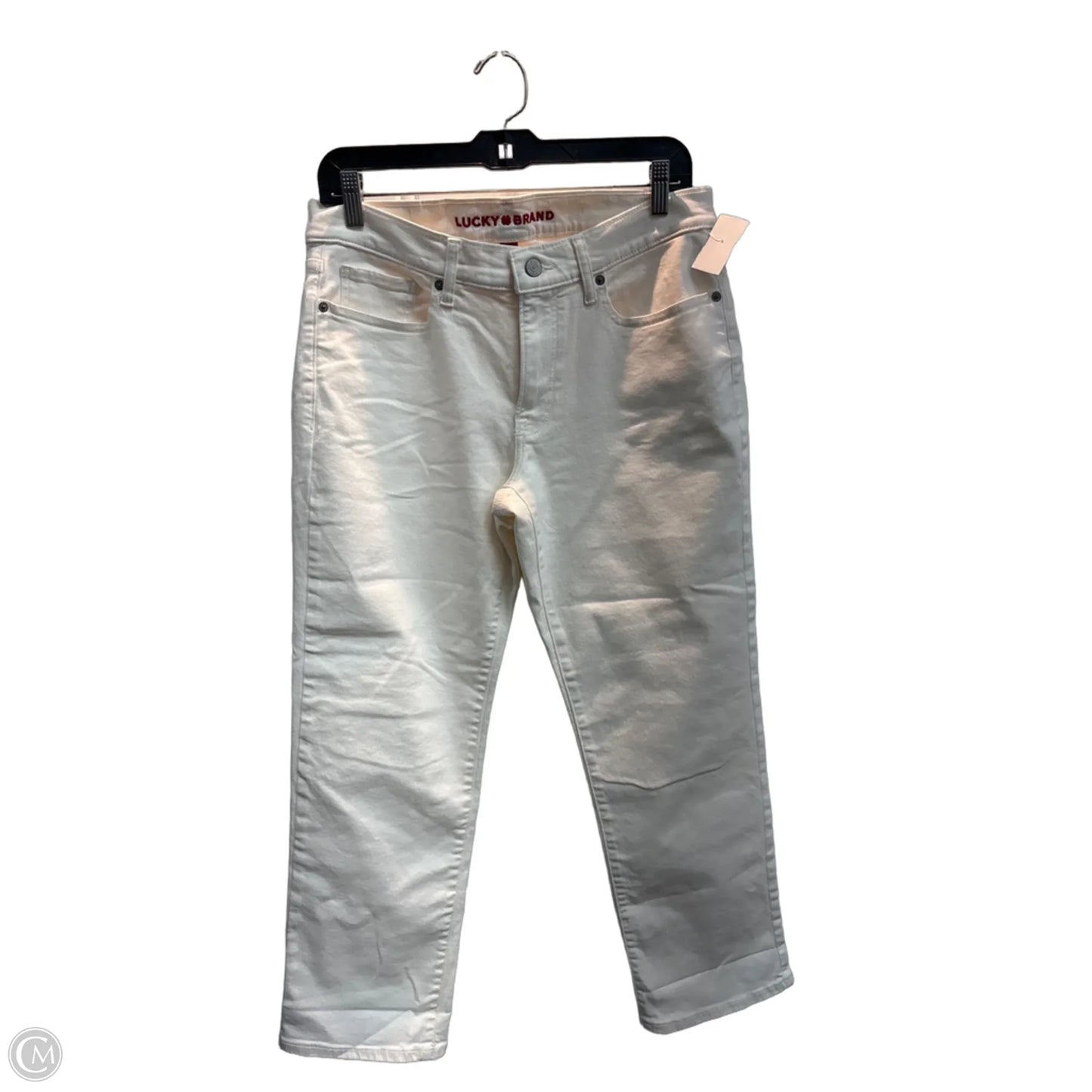 Jeans Cropped By Lucky & Blessed In White Denim, Size: 10