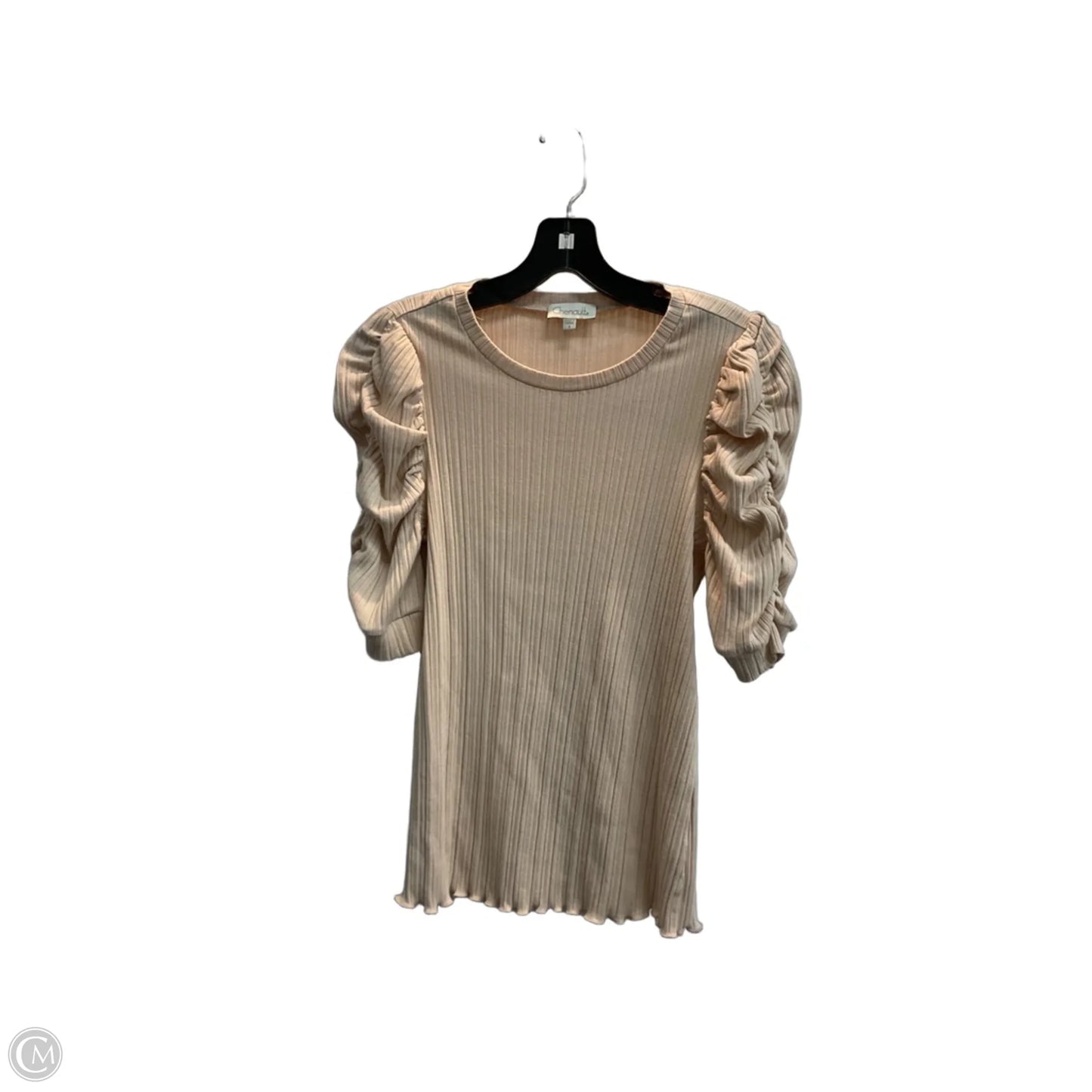 Top Short Sleeve By Chenault In Tan, Size: S