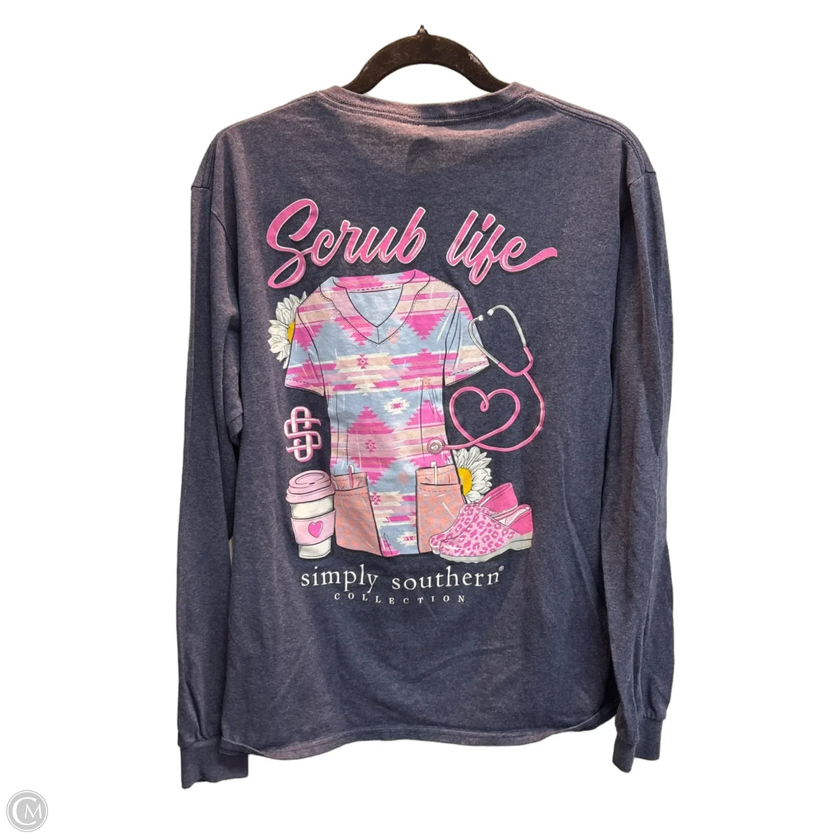 Top Long Sleeve Basic By Simply Southern In Blue, Size: M