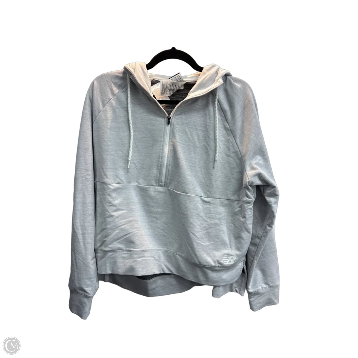 Athletic Top Long Sleeve Hoodie By New Balance In Grey, Size: L