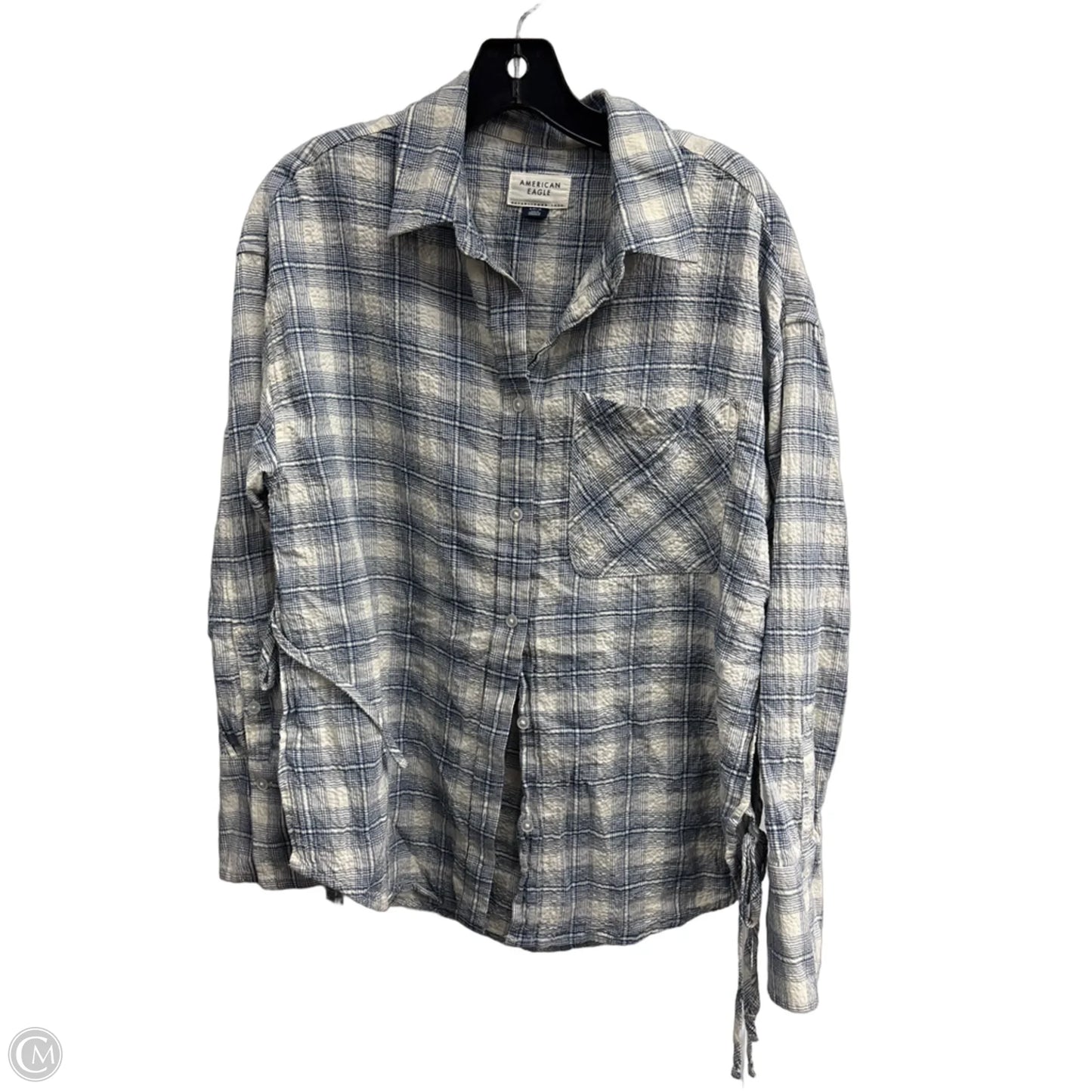 Top Long Sleeve By American Eagle In Plaid Pattern, Size: S