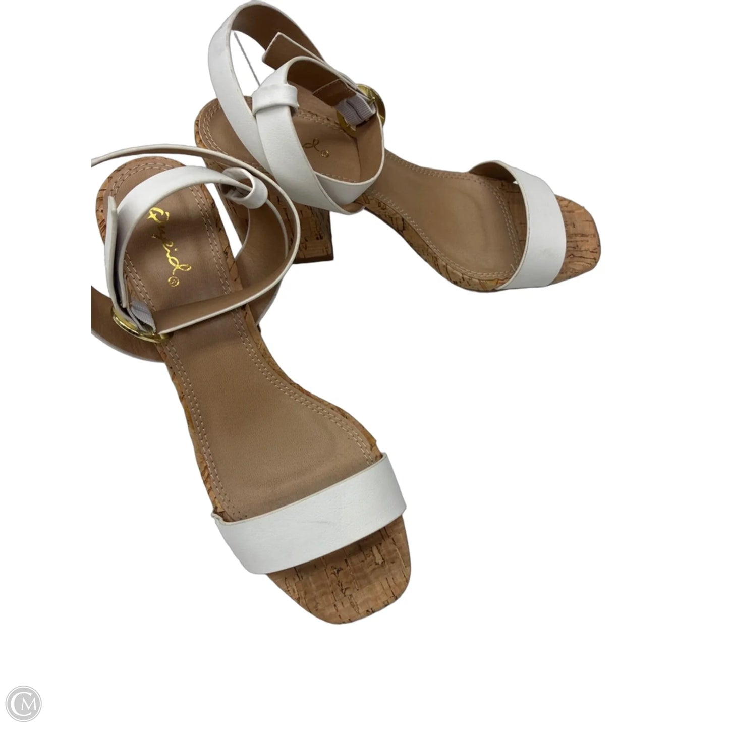 Sandals Heels Block By Qupid In White, Size: 6.5