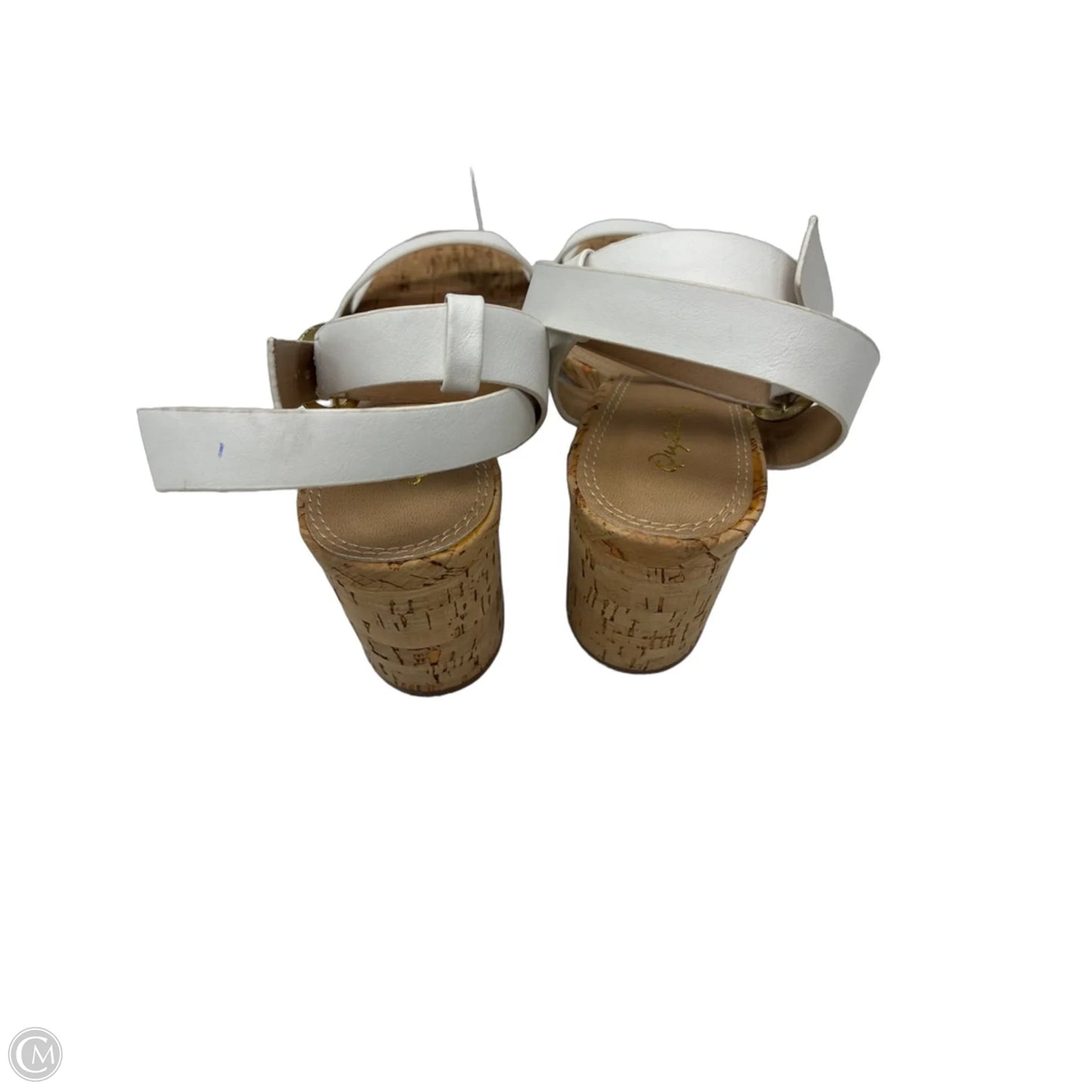 Sandals Heels Block By Qupid In White, Size: 6.5