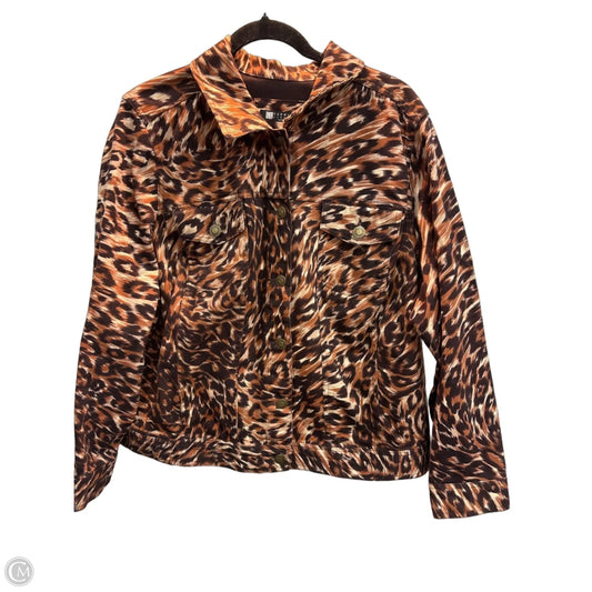 Jacket Denim By Carole Little In Leopard Print, Size: 2x